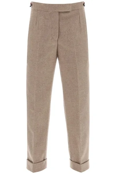 Thom Browne Cropped Wool Flannel Pants In Multicolor