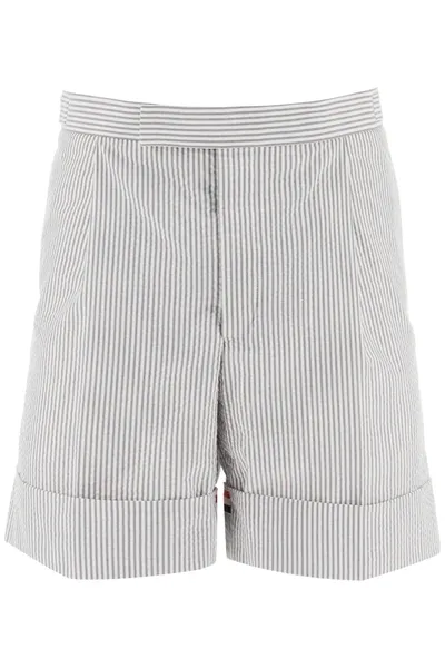 Thom Browne Striped Shorts With Tricolor Details In Multicolor