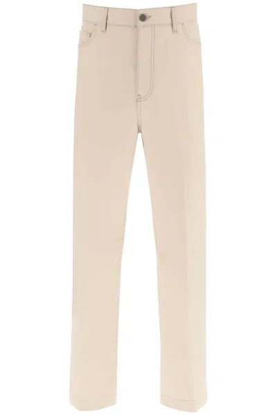 Valentino Wide-leg Contrast-stitch Trousers In Cream