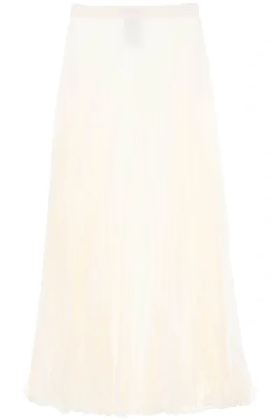 Valentino Silk Jacquard Toile Iconographe Pleated Skirt In Cream