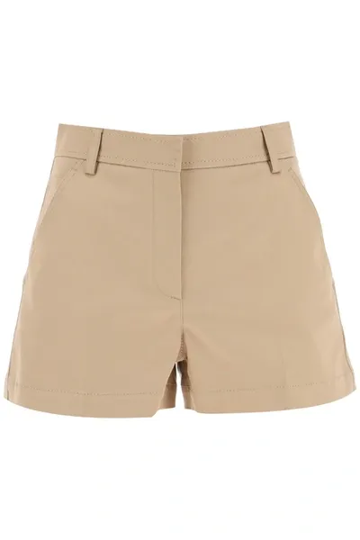 Valentino One Stud Stretch-cotton Chino Shorts In Cream