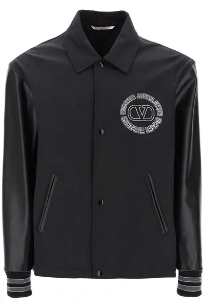 Valentino Collared Bomber Jacket In Black