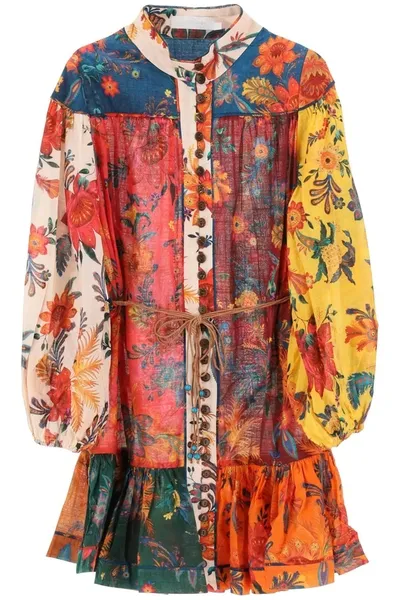 Zimmermann Printed Cotton Minidress In Multicolor