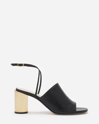 Lanvin Metallic-heel 75mm Leather Sandals In Black