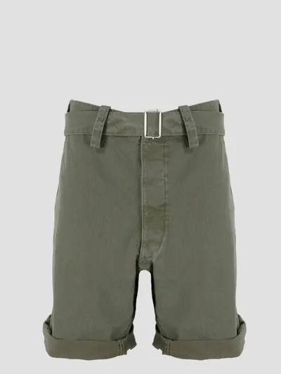 Maison Margiela Twill Shorts In Green