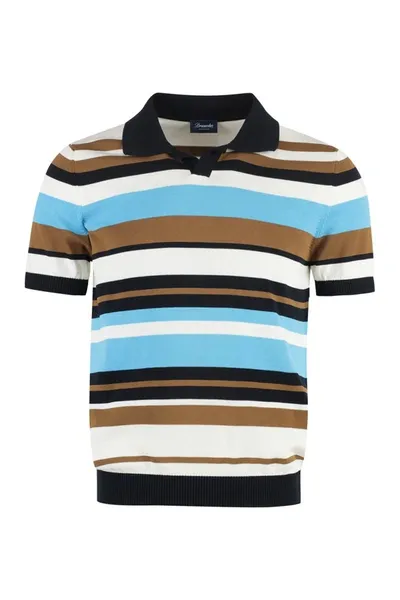 Drumohr Short Sleeve Cotton Polo Shirt In Multicolor