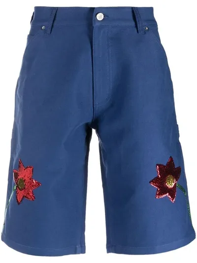 Sky High Farm Embroidered Workwear Denim Short In Blue