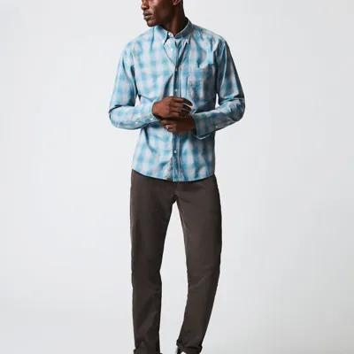 Billy Reid Melange Shadow Plaid Tuscumbia Shirt In Grey/smoke Blue