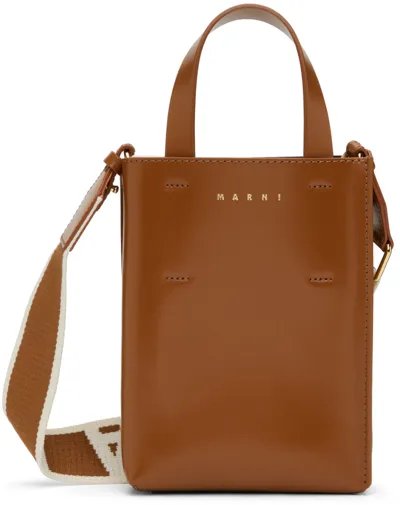 Marni Brown Museo Nano Bag In Neutrals