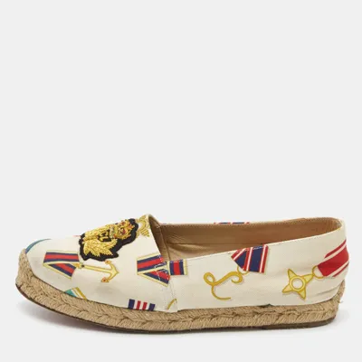 Pre-owned Christian Louboutin Multicolor Printed Canvas Papi Hugo Espadrille Flats Size 36