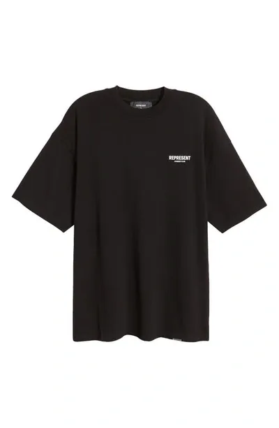 Represent Black Logo Print Oversized T-shirt