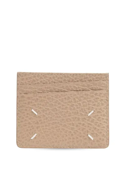 Maison Margiela Pebbled Effect Cardholder In Beige