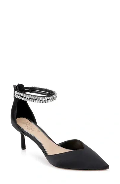 Jewel Badgley Mischka Maya Ankle Strap Pointed Toe Pump In Black