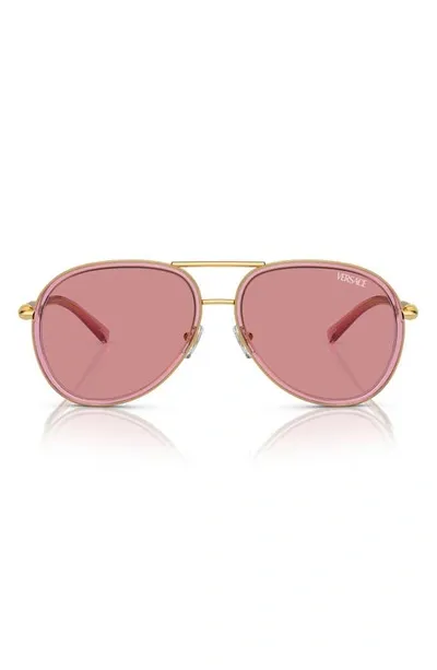 Versace 60mm Pilot Sunglasses In Pink