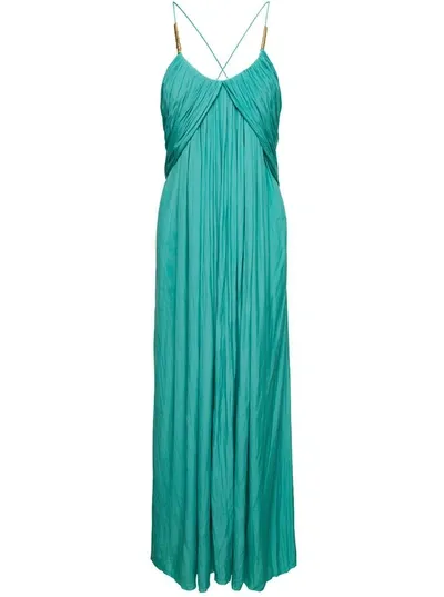 Lanvin Cross Back Strap Long Dress In Green