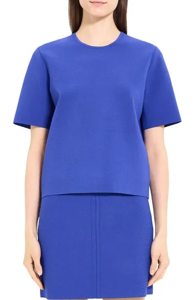 Theory Structured Short-sleeve Crewneck T-shirt In Blue