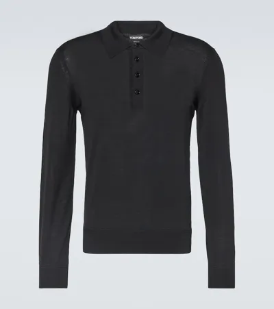 Tom Ford Wool Polo Sweater In Black