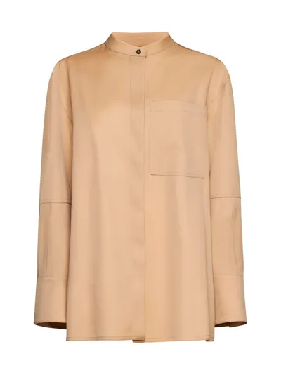 Jil Sander Long Sleeved Button In Beige