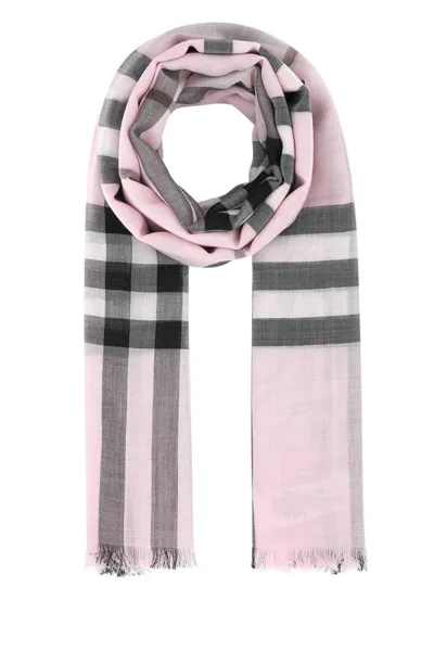 Burberry Check Detailed Frayed Edge Scarf In Multicolor