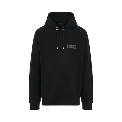 Balmain Pierre  Label Hoodie In Black