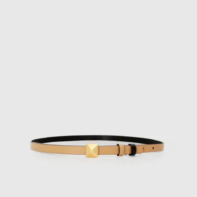 Belle & Bloom Cleopatra Pyramid Stud Leather Belt In Tan/black