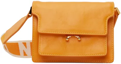 Marni Women's Mini Soft Trunk Leather Shoulder Bag In Light Orange