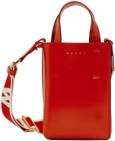 Marni Red Museo Nano Bag In 00r62 Arbutus