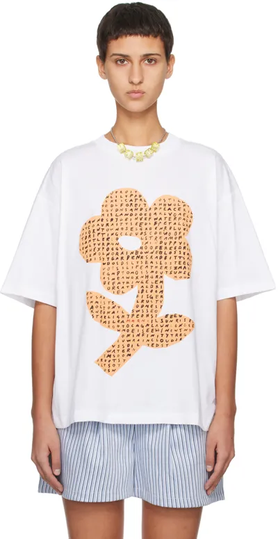 Marni Floral-print Cotton T-shirt In White