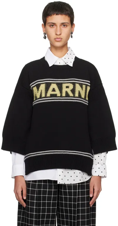 Marni Black Vented Sweater In 00n99 Black