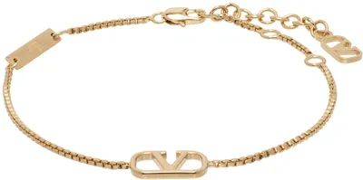 Valentino Garavani Gold Vlogo Signature Bracelet In Oro 18