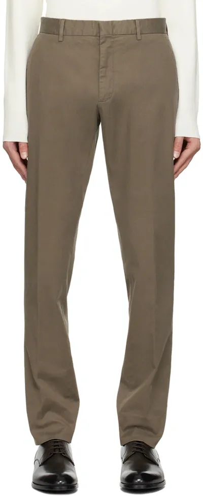 Zegna Taupe Four-pocket Trousers In N07