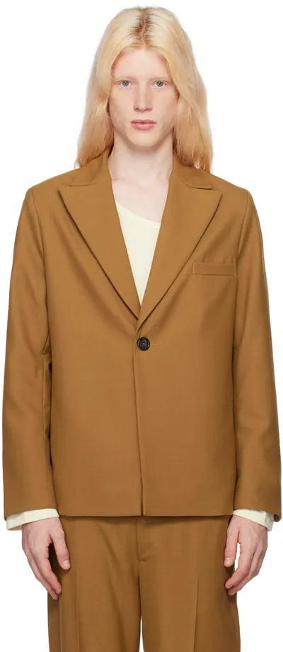 Séfr Tan Power Blazer In Dark Sand