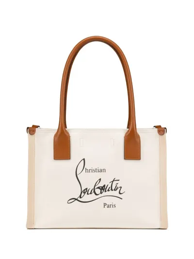 Christian Louboutin Nastroloubi Small Logo Canvas Tote Bag In Natural