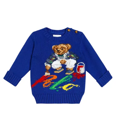 Polo Ralph Lauren Baby Polo Bear Cotton Sweater In Sapphire Star