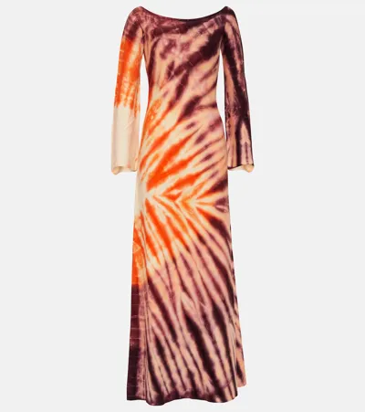 Gabriela Hearst Kells Tie-dye Off-shoulder Maxi Dress In Multi Tie Dye