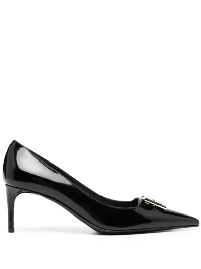 Dolce & Gabbana Logo-plaque 75mm Leather Pumps In Black