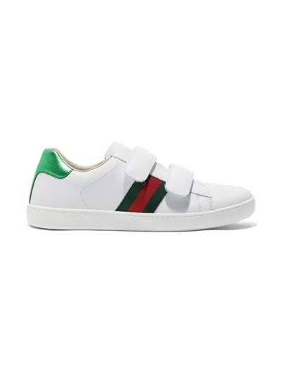 Gucci Kids' White Leather Sneakers In Bianco