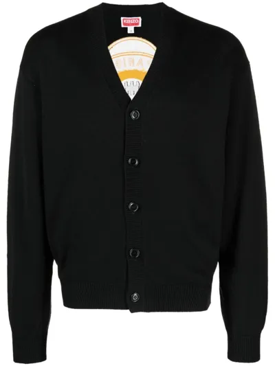 Kenzo Tiger Academy Wool Blend Cardigan In Black