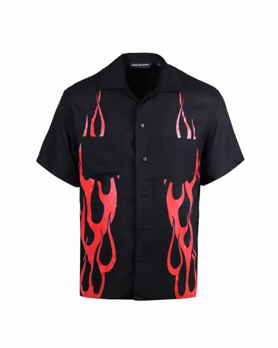 Vision Of Super Flame-print Short-sleeve Shirt In Black