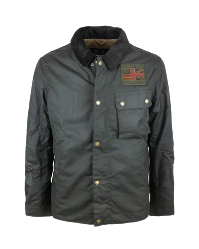 Barbour International "workers Wax" Green Jacket In Sg91sage