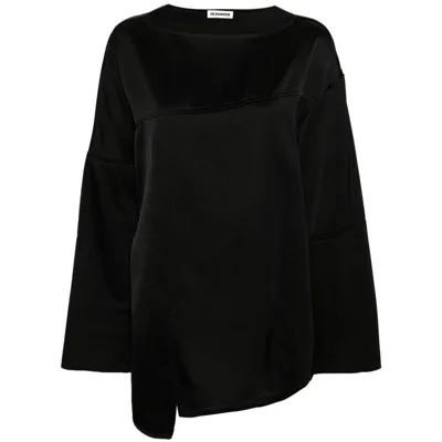 Jil Sander Crewneck Asymmetric Sweatshirt In Black