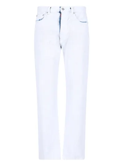 Maison Margiela Straight Jeans With Coated Design In White