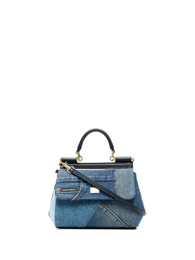 Dolce & Gabbana Patch Denim Crossbody Bag In Blue