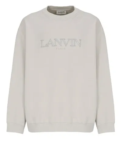 Lanvin Logo Embroidered Crewneck Sweatshirt In White