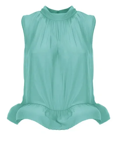 Lanvin Ruffle-hem Blouse In Blue