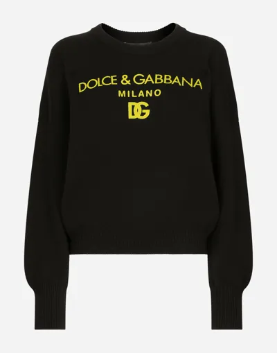 Dolce & Gabbana Cashmere Sweater With Dolce&gabbana Logo In Black