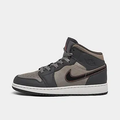 Nike Big Kids' Air Jordan Retro 1 Mid Se Casual Shoes In Night Stadium/black/flat Pewter