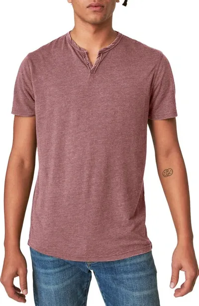 Lucky Brand Venice Button Neck Cotton Blend T-shirt In Port Royale