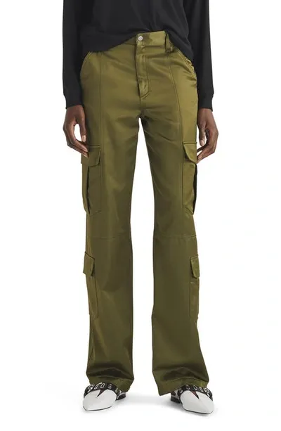 Rag & Bone Cailyn Satin Wide-leg Cargo Pants In Green