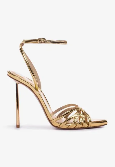 Le Silla Bella 120 Metallic Leather Sandals In Gold